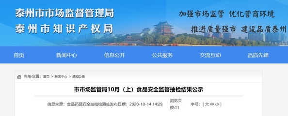 江蘇省泰州市市場監督管理局:9批次食品抽檢不合格